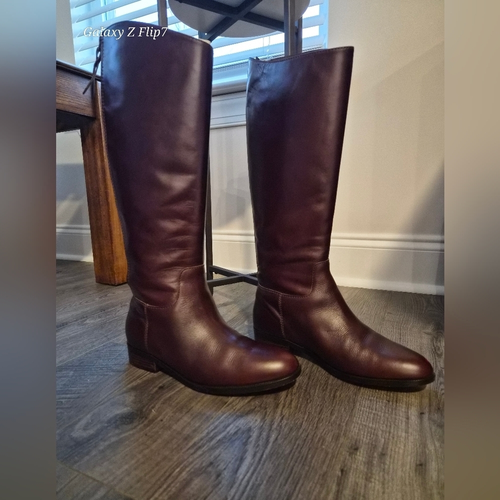 Cole Haan Grand.OS Leather Riding Boots - Burgundy - Size 7.5B - Picture 4 of 5